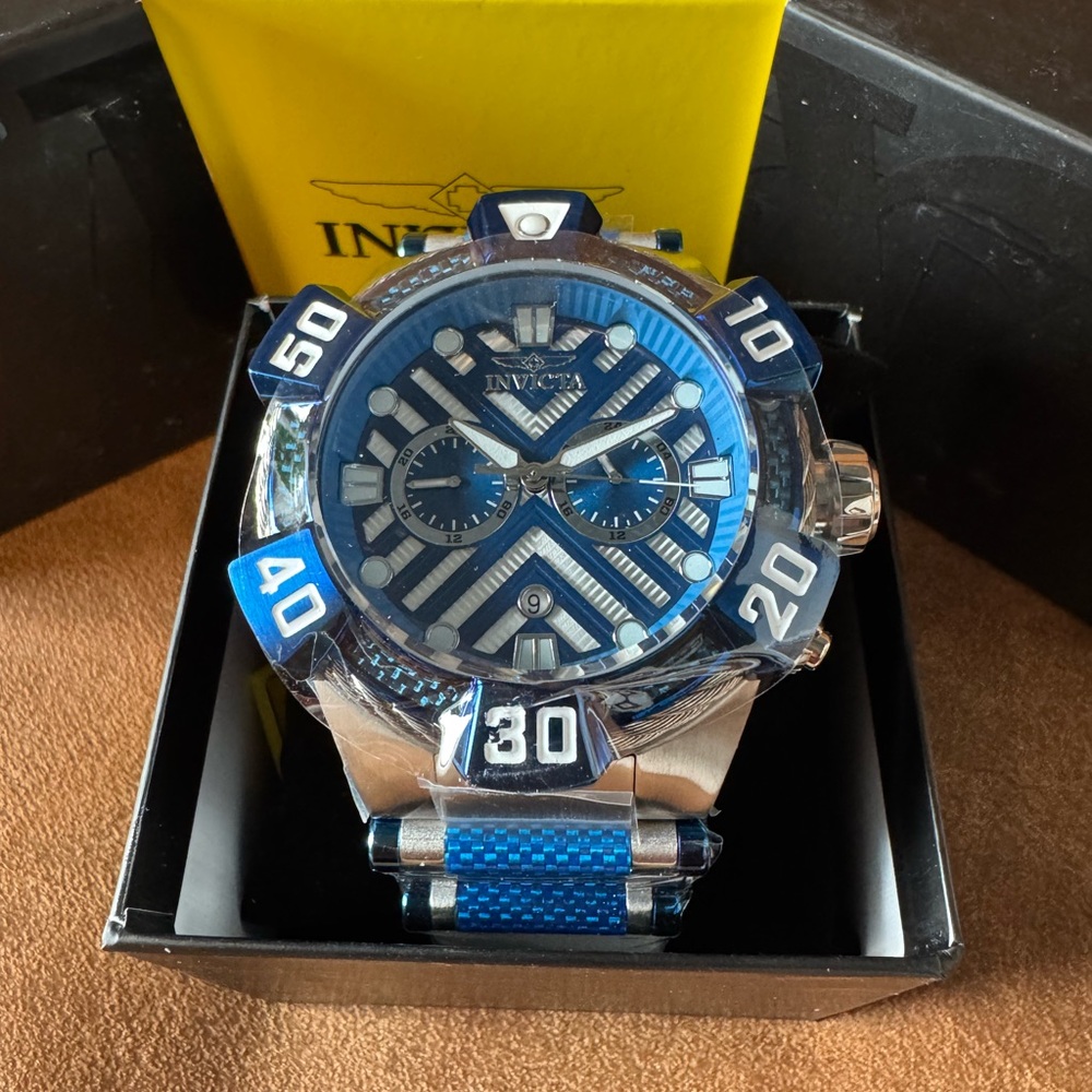 Invicta Bolt Men's Watch w/ 3D Dial 52mm Blue Steel Carbon NEW! - Picture 11 of 12